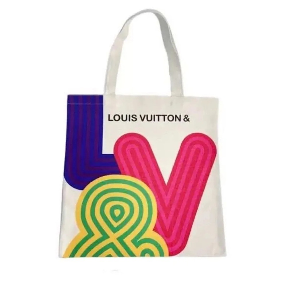 Louis Vuitton White Canvas Tote with Multicolor Graphic